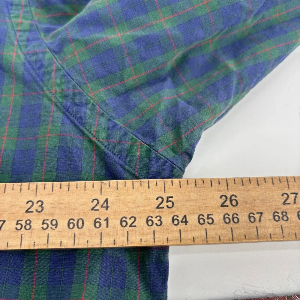 Polo Ralph Lauren Blake Shirt Men Large Green Blue Plaid Cotton Button Down